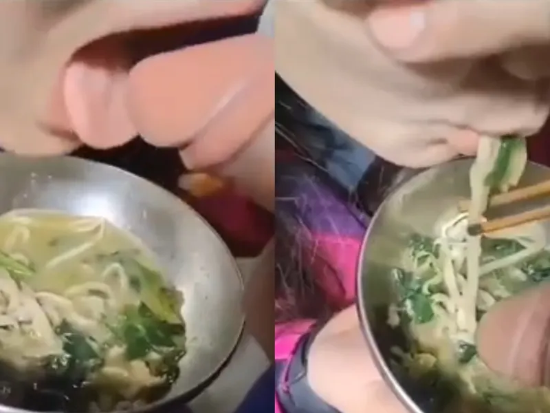 độc lạ em ăn mì còn lấy củ khoải anh chấm vào nước để mút